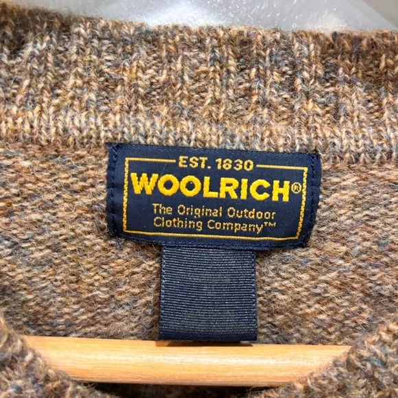 Vintage Woolrich Wool V-Neck Leaf Detail Khaki Sweater Women’s Size Medium - Picture 2 of 12